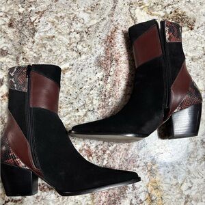 Lenox Black and Brown Snakeskin Ankle Boots